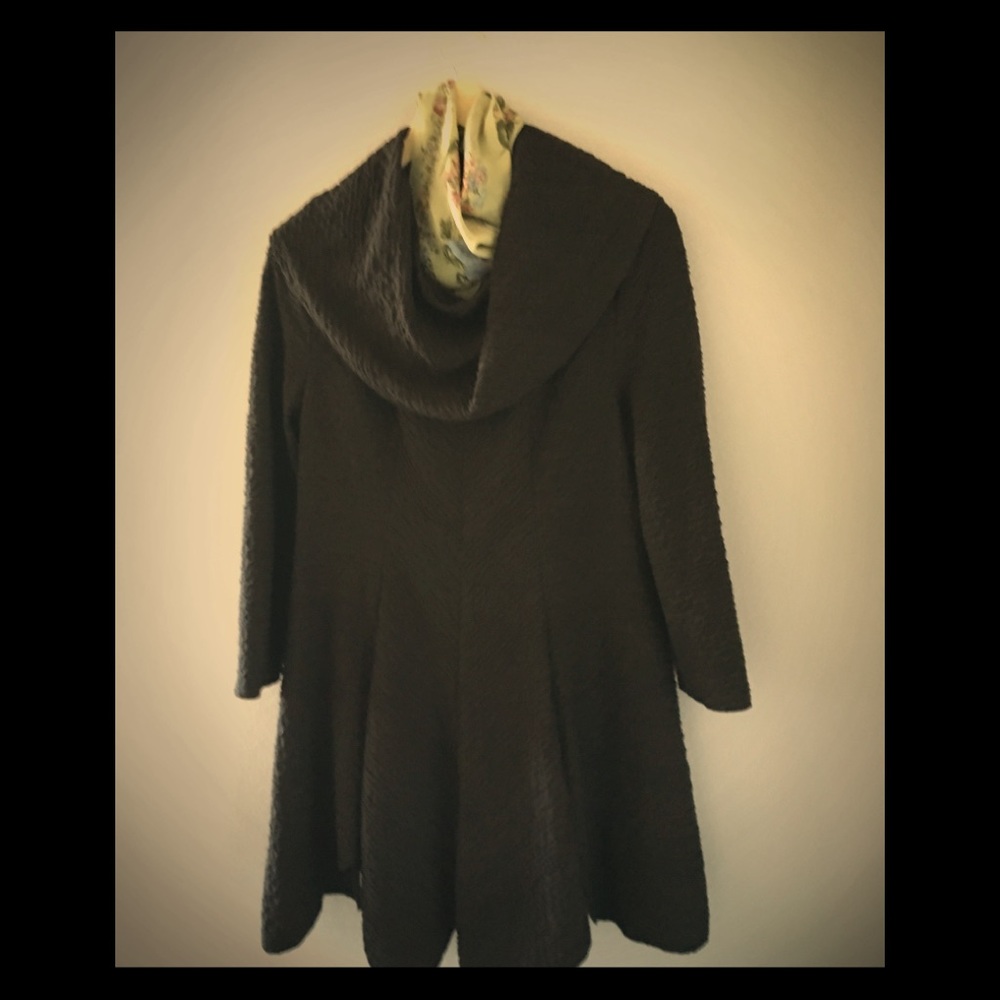 Mini fall dress-brown and black print, cowl neck